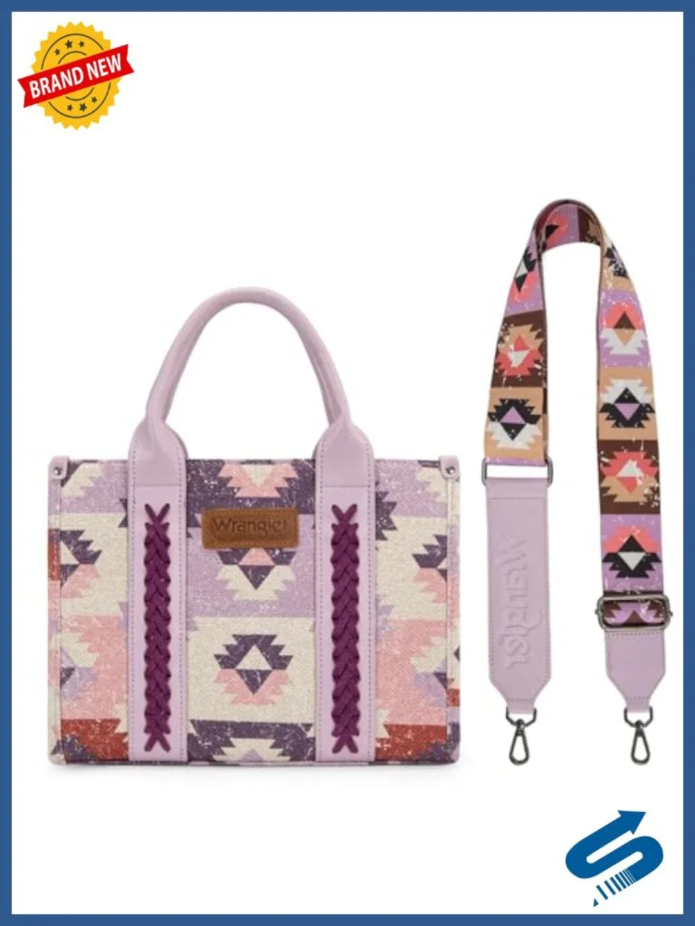 Aztec Western Tote Bag with Detachable Strap | Satchel Crossbody | Boho Canvas